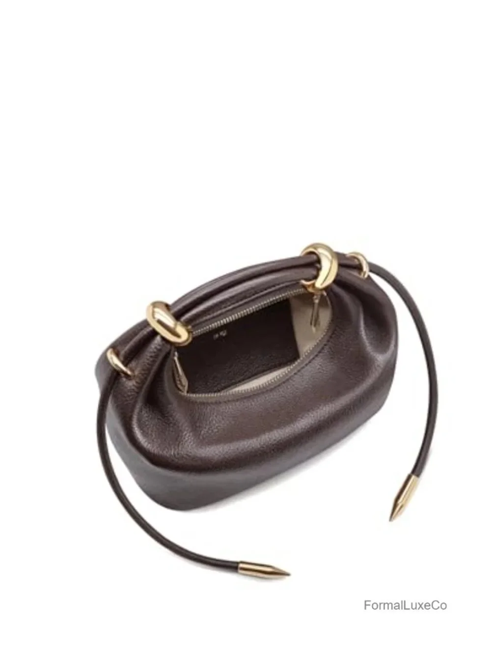 Vegan Leather Top Handle Bag with Gold Hardware, Crossbody Strap, Fits iPhone